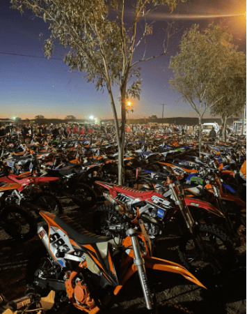 a parking lot full of motorbikes