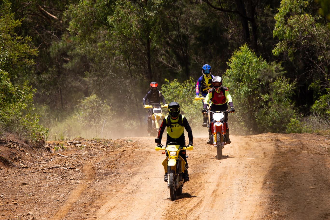 A group of dirt bike riders in the Beerwah State Forest