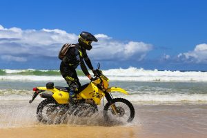 Dirt Bike Riding Through The Water